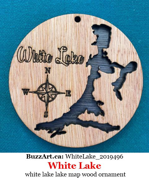 white lake lake map wood ornament